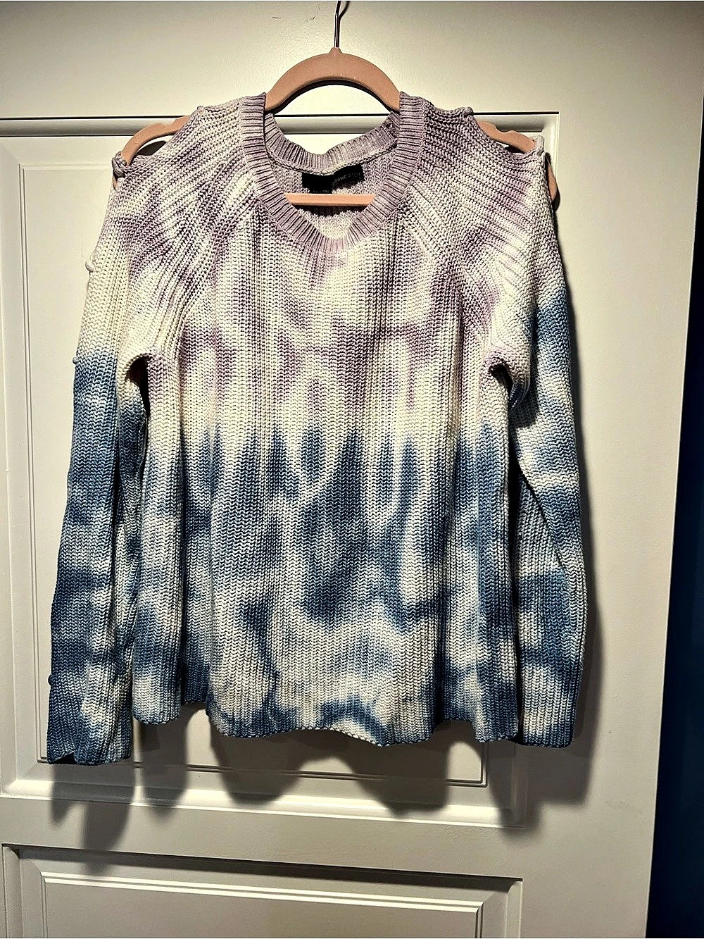 360SWEATER Abstract Knit Sweater in Blue & Purple Medium Like New